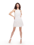 BACKLESS FEATHER MINI DRESS - IVORY