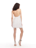 BACKLESS FEATHER MINI DRESS - IVORY