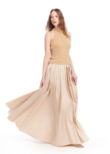 CHAMPAGNE PEARL ENCRUSTED SLEEVELESS MOCK NECK