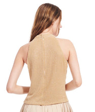 Load image into Gallery viewer, APRICOT AND HYDRENGEA PEARL ENCRUSTED SLEEVELESS MOCK NECK
