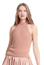 Load image into Gallery viewer, APRICOT AND HYDRENGEA PEARL ENCRUSTED SLEEVELESS MOCK NECK
