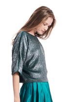 Sequin Blouson with Dolman Sleeves LT BLUE