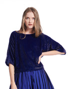 Sequin Blouson with Dolman Sleeves LT BLUE