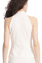Load image into Gallery viewer, Mock-Neck Stretch Crepe Top with Fringed Bow
