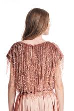 Load image into Gallery viewer, APRICOT HAND BEADED PEARL FRINGE TOP
