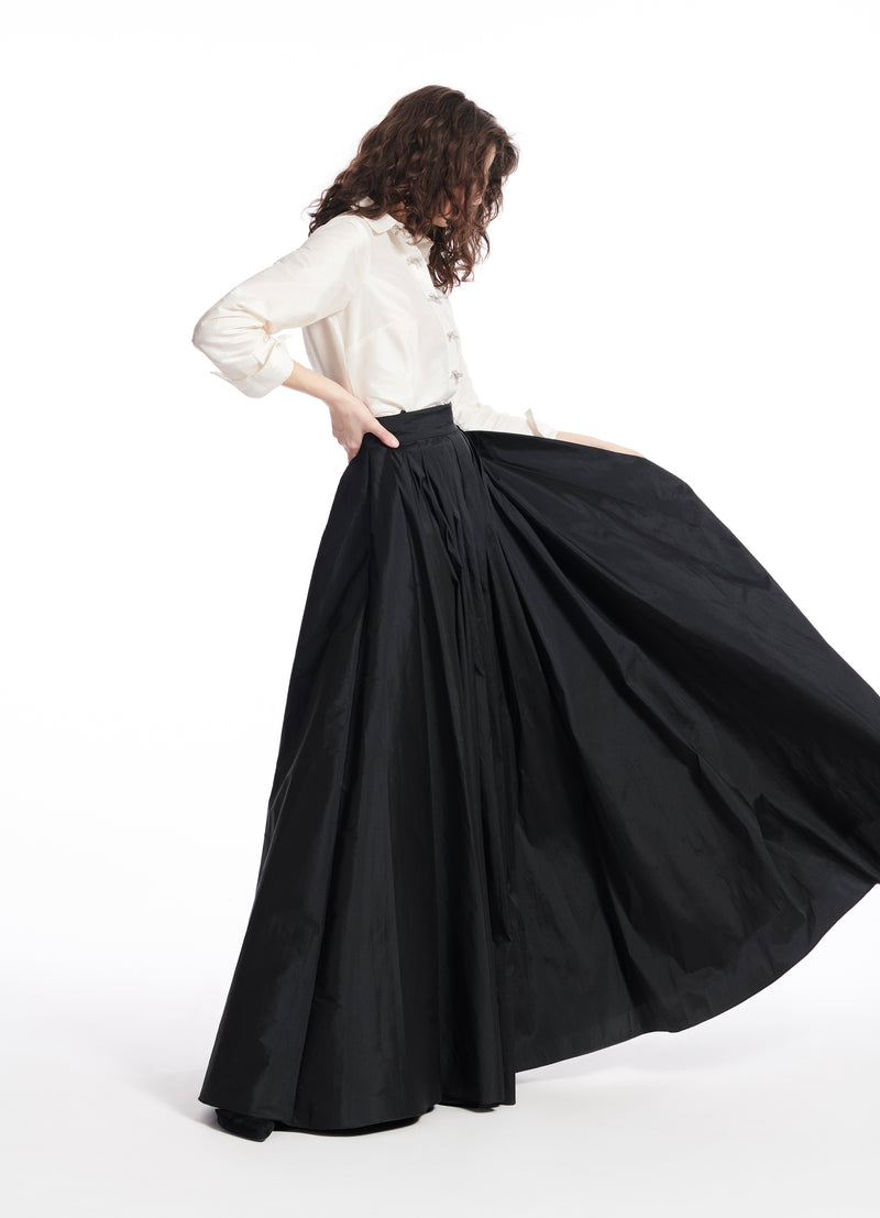 TAFFETA BALLGOWN SKIRT IN BLACK AND IVORY
