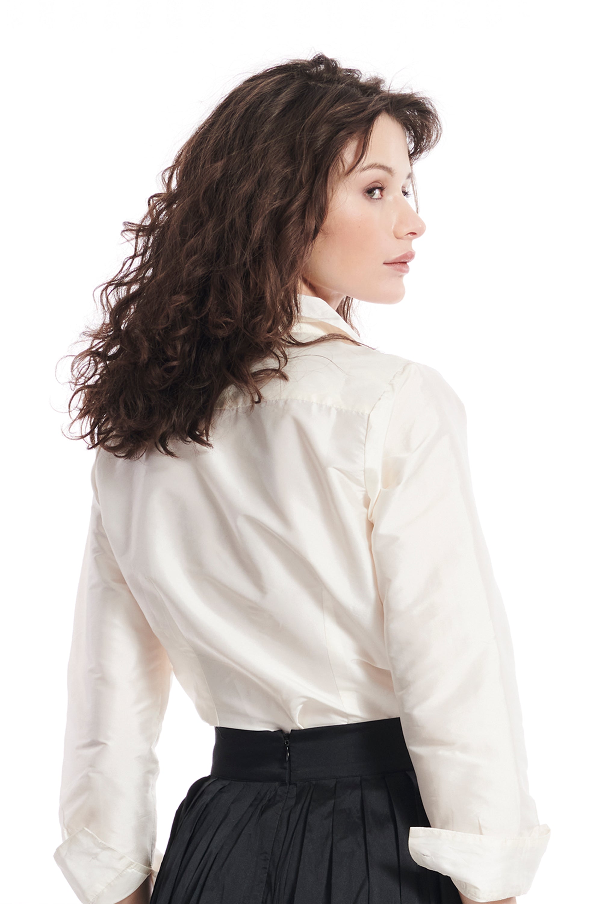 Taffeta Shirt With Crystal Bow Buttons