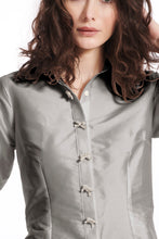 Load image into Gallery viewer, Taffeta Shirt With Crystal Bow Buttons
