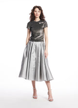 Load image into Gallery viewer, Sequin Crew Neck Tee With Crystal Bow Brooch
