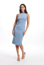 Load image into Gallery viewer, BRAIDED CRYSTAL MOCK NECK MIDI DRESS
