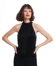 Load image into Gallery viewer, APRICOT AND HYDRENGEA PEARL ENCRUSTED SLEEVELESS MOCK NECK
