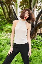 Load image into Gallery viewer, IVORY PEARL AND BLACK PEARL ENCRUSTED SLEEVELESS MOCK NECK
