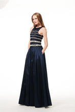 Load image into Gallery viewer, SEQUIN STRIPED DROP WAIST GOWN
