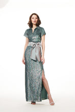 Load image into Gallery viewer, SUBLIME BLUE SEQUIN POLO GOWN WITH SASH
