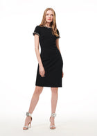 STRETCH CREPE MINI DRESS WITH CRYSTAL CHAINS