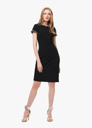 STRETCH CREPE MINI DRESS WITH CRYSTAL CHAINS