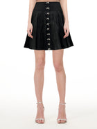 PLEATED MINI SKIRT WITH CRYSTAL BOWS