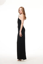 Load image into Gallery viewer, STRETCH CREPE HALTER GOWN WITH JEWELD TIE
