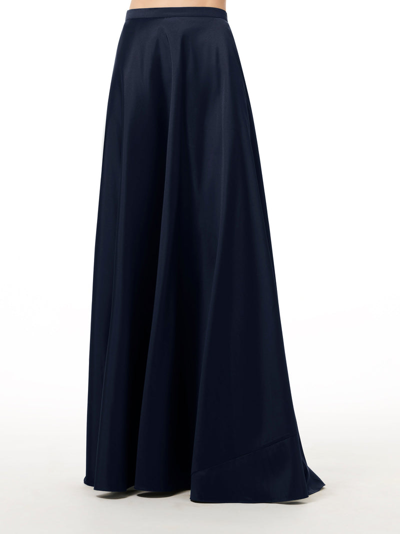 A-LINE TAFFETA LONG SKIRT BLACK IVORY AND NAVY