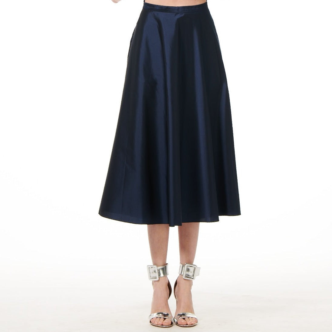 NAVY A-LINE MIDI SKIRT