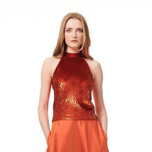 Load image into Gallery viewer, PAPRIKA SEQUIN MOCK-NECK TOP
