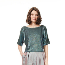 Load image into Gallery viewer, SUBLIME BLUE SEQUIN DOLMAN TOP
