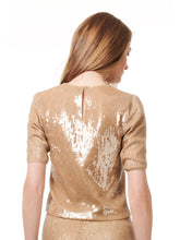 Load image into Gallery viewer, SEQUIN V-NECK ELBOW SLEEVE TEE
