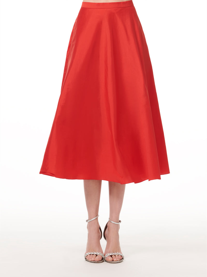 A-LINE TAFFETA MIDI SKIRT GREEN APPLE