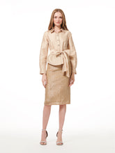 Load image into Gallery viewer, TAFFETA BLOUSE WITH CRYSTAL BOW BUTTONS AND SASH
