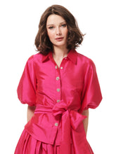 Load image into Gallery viewer, PUFF SLEEVE BLOUSE WITH FLORAL MEDALLION BUTTONS
