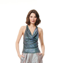 Load image into Gallery viewer, SUBLIME BLUE SEQUIN COWL TOP
