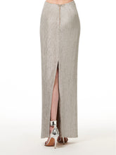 Load image into Gallery viewer, CRYSTALIZED STRETCH SEQUIN SILVER LONG PENCIL SKIRT
