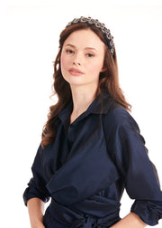 JEWELED ART DECO HEADBAND - NAVY