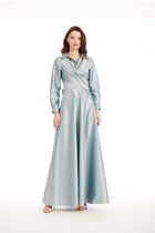 TAFFETA DOUBLE WRAP GOWN LIGHT BLUE