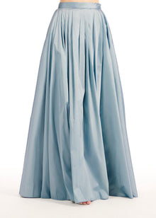 PLEATED SOFT TAFFETA BALLGOWN SKIRT LIGHT BLUE