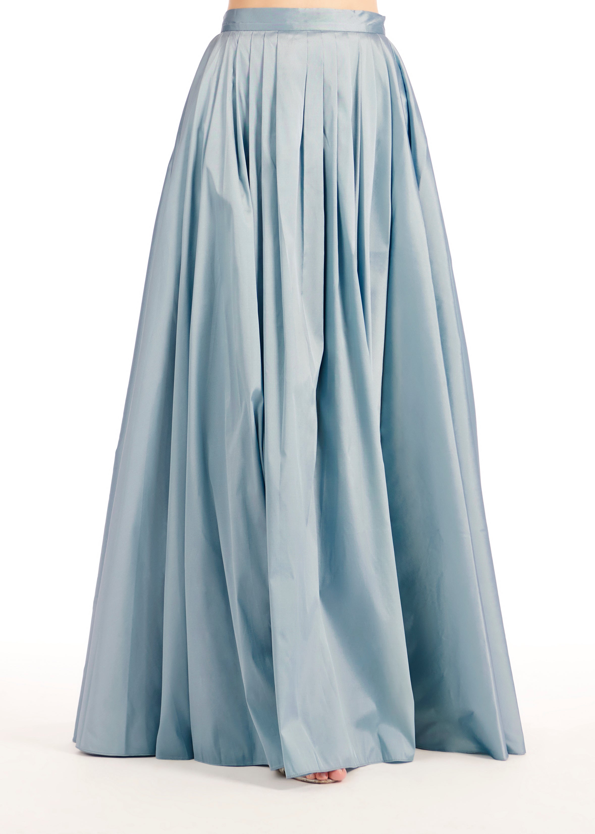 PLEATED SOFT TAFFETA BALLGOWN SKIRT LIGHT BLUE