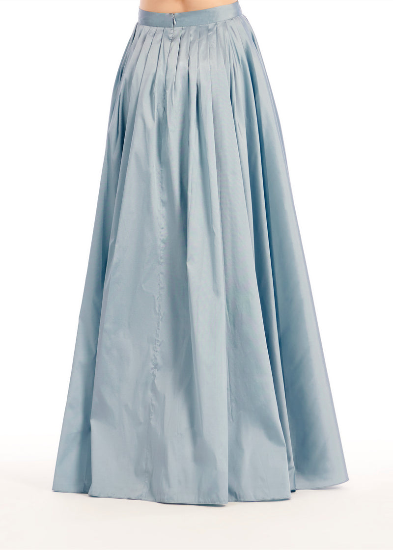 PLEATED SOFT TAFFETA BALLGOWN SKIRT LIGHT BLUE