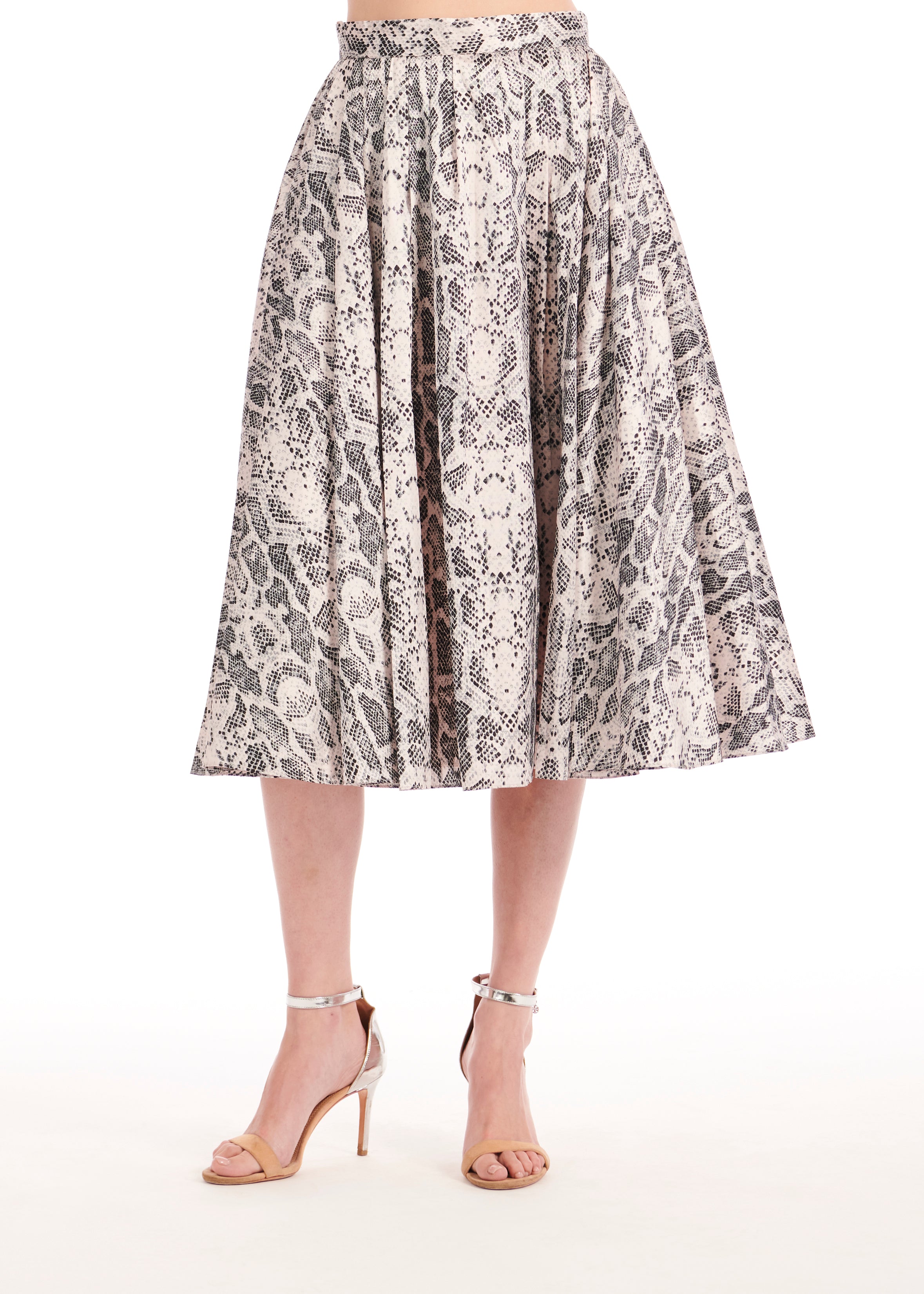 SNAKE TAFFETA MIDI SKIRT