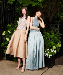 PLEATED SOFT TAFFETA BALLGOWN SKIRT LIGHT BLUE