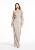 DOME SEQUIN DOLMAN SLEEVE BLOUSON GOWN SANDSTONE