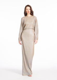 DOME SEQUIN DOLMAN SLEEVE BLOUSON GOWN SANDSTONE