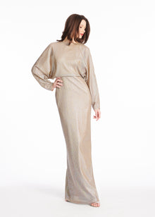 DOME SEQUIN DOLMAN SLEEVE BLOUSON GOWN SANDSTONE