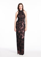 DELICATE FLOWER MOCK NECK GOWN