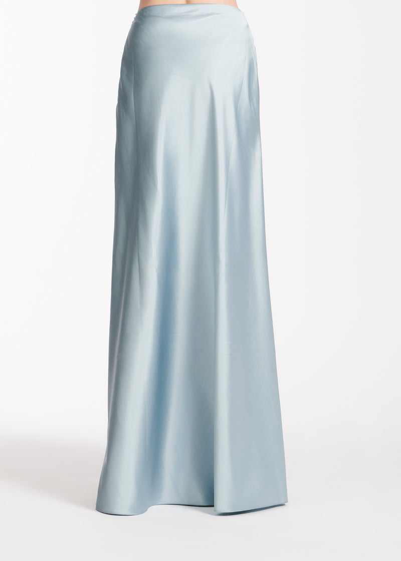 TAFFETA BIAS LONG SKIRT LIGHT BLUE
