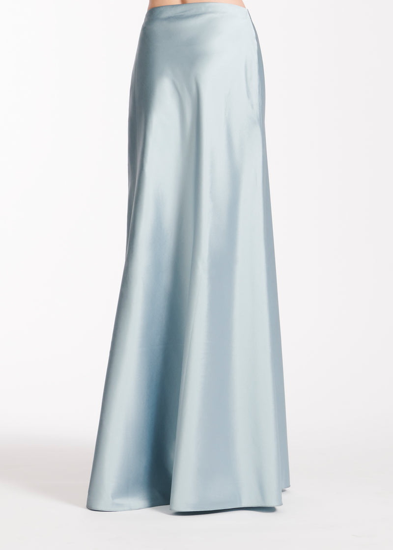 TAFFETA BIAS LONG SKIRT LIGHT BLUE