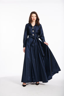 TAFFETA BLOUSE WITH RENAISSANCE PEARL BUTTONS LIGHT BLUE