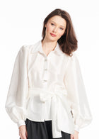 TAFFETA BALOON SLEEVE BLOUSE