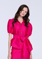 PLEATED SOFT TAFFETA BALLGOWN SKIRT WATERMELON