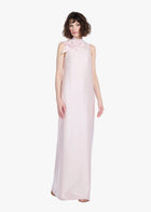 TAFFETA SLEEVELESS GOWN WITH FLOWERS BLUSH