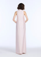 TAFFETA SLEEVELESS GOWN WITH FLOWERS BLUSH